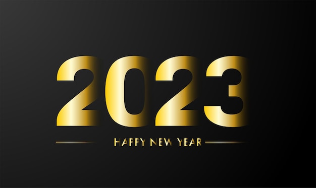 Happy New Year 2023 banner with gold appearing letters and numbers