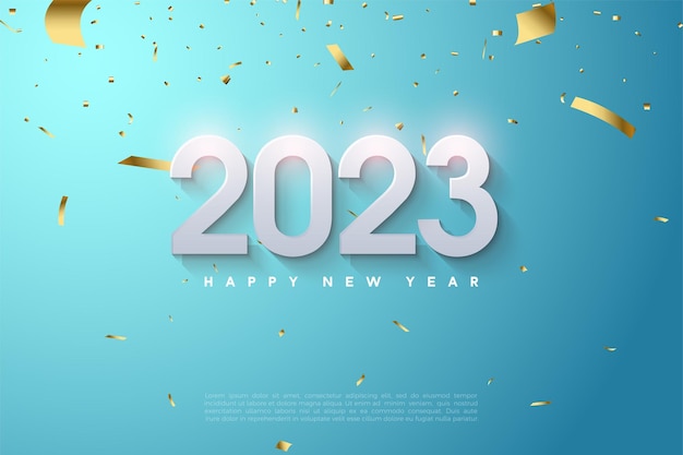 happy new year 2023 on a beautiful blue background.