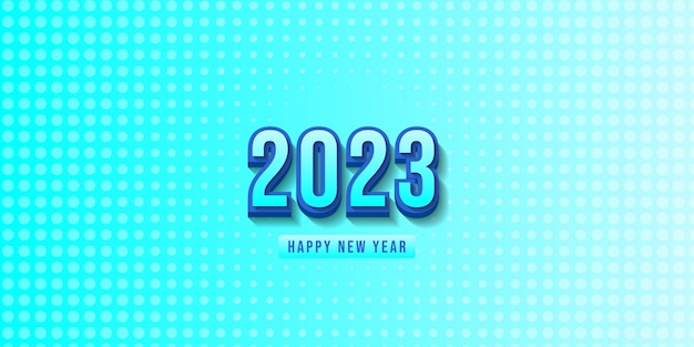 Happy new year 2023 blue background  vector number illustration 3d