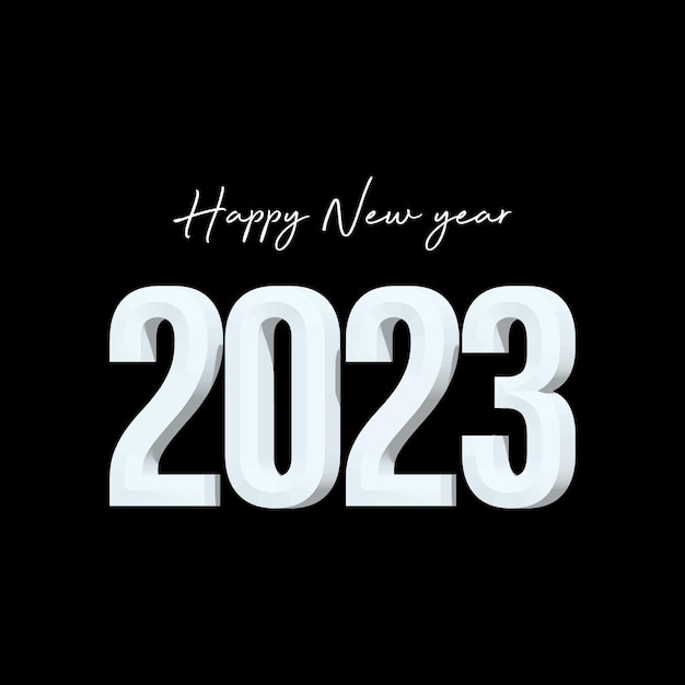 Happy new year 2023 calendar date illustration black and white color