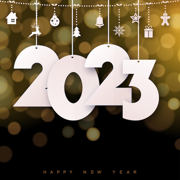 Happy New Year 2023 card with defocused background Vector