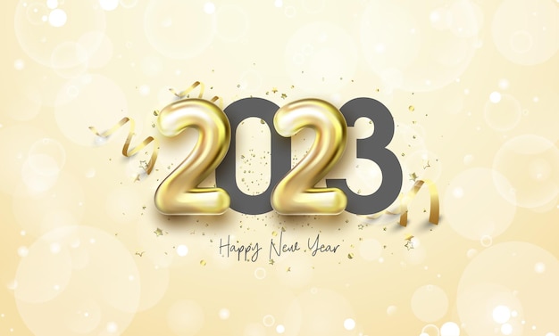 Happy new year 2023 celebration background with luxury gold and black numbers