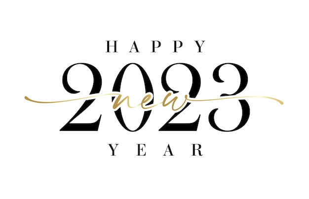 Happy New Year 2023 creative elegant calligraphy. Luxury black number 20 23, vector illustration.