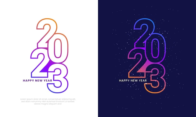 Happy new year 2023 creative gradient color premium vector