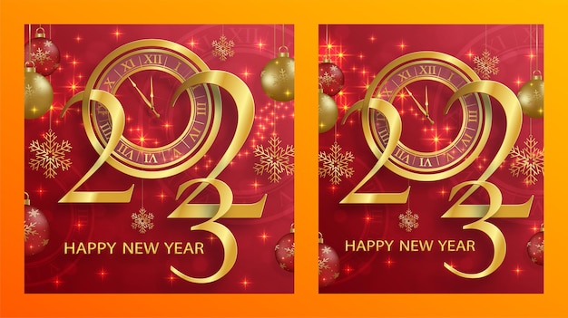 Happy New Year 2023 festive pattern on color background