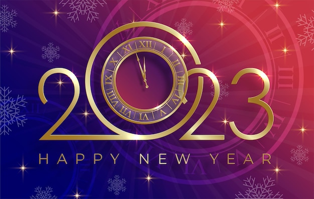 Happy New Year 2023 festive pattern on color background