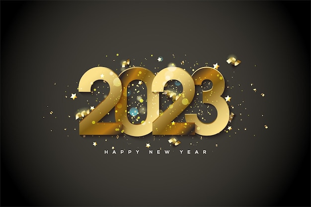 happy new year 2023 gold greeting poster