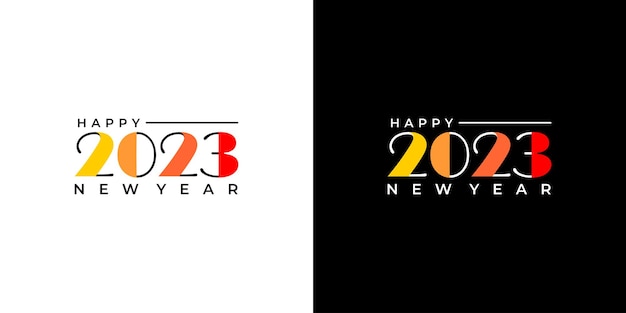 Happy New Year 2023 Greeting banner logo design illustration, Creative and Colorful 2023 new year