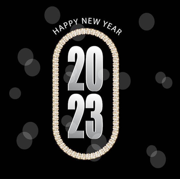 Happy New Year 2023 greeting card. Vector illustration.