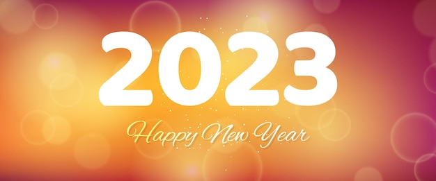 Happy new year 2023 incription on blurred background