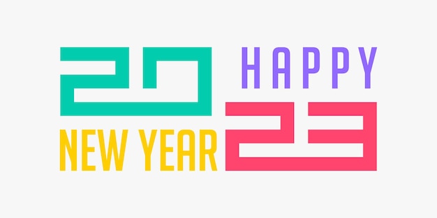 Happy New Year 2023 logo design New year 2023 text design vector template