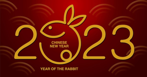 Happy new year 2023 Lunar new year Rabbit simple flat design