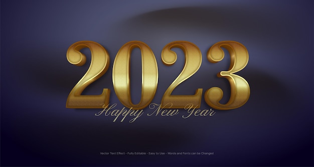 Happy new year 2023 luxury design with editable style effect template