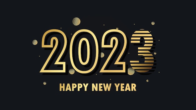 Happy New Year 2023. Luxury gold background Design. Greeting Card, Banner, Poster.