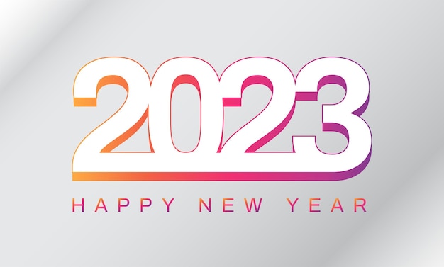 Happy New Year 2023 Modern colorful text and number Design for banner greeting card