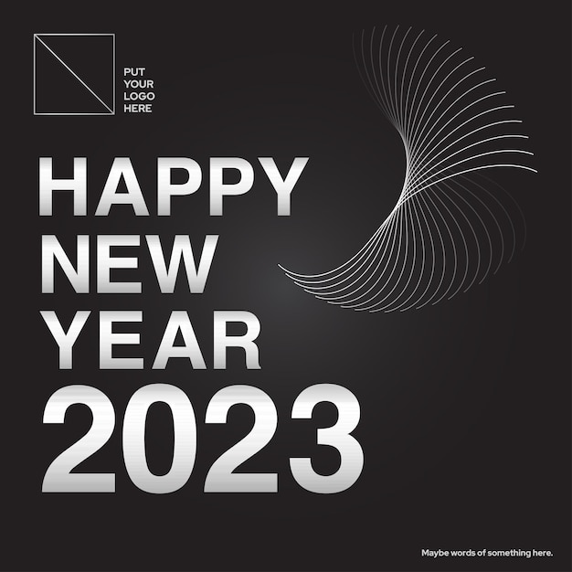 Happy new year 2023. New year congratulation square social media post elegant theme