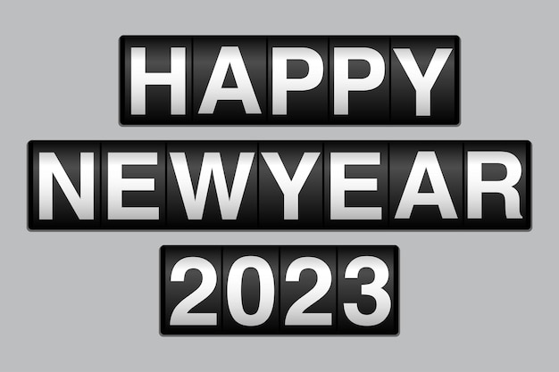 Happy new year 2023. New year congratulation with odometer theme and number, automotive car theme