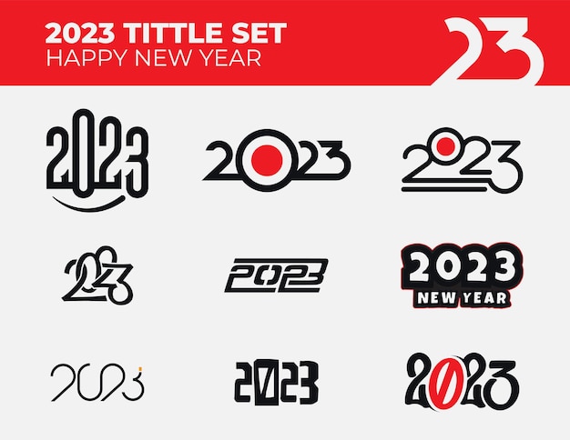 Happy new year 2023 Set of  Logo Collection Template Design