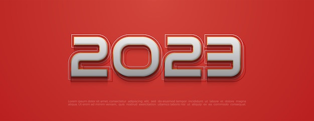 Happy new year 2023 simple and modern 3d on red background