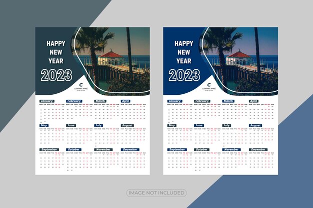 Happy New Year 2023  Simple Modern Wall Calendar Stylist design template