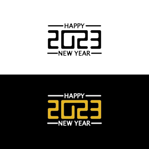 Happy New Year 2023 text design Brochure design template card banner Vector illustration