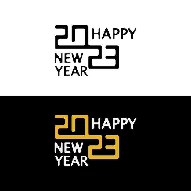 Happy New Year 2023 text design Brochure design template card banner Vector illustration