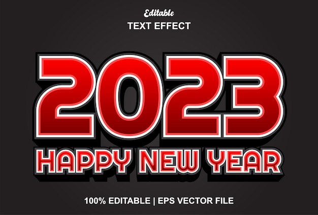 Happy new year 2023 text effect with red color editable