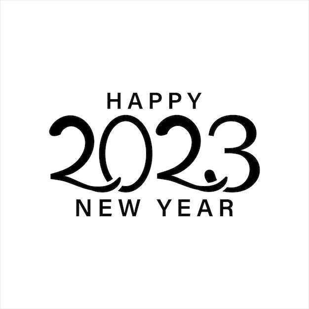 Happy new year 2023 text typography design and Christmas elegant decoration 2023