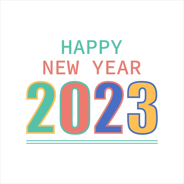 Happy new year 2023 text typography design and Christmas elegant decoration 2023