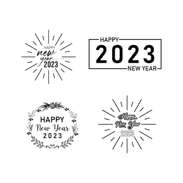 Happy new year 2023 text typography design and Christmas elegant decoration 2023