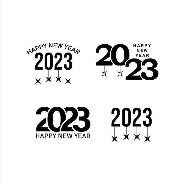 Happy new year 2023 text typography design and Christmas elegant decoration 2023