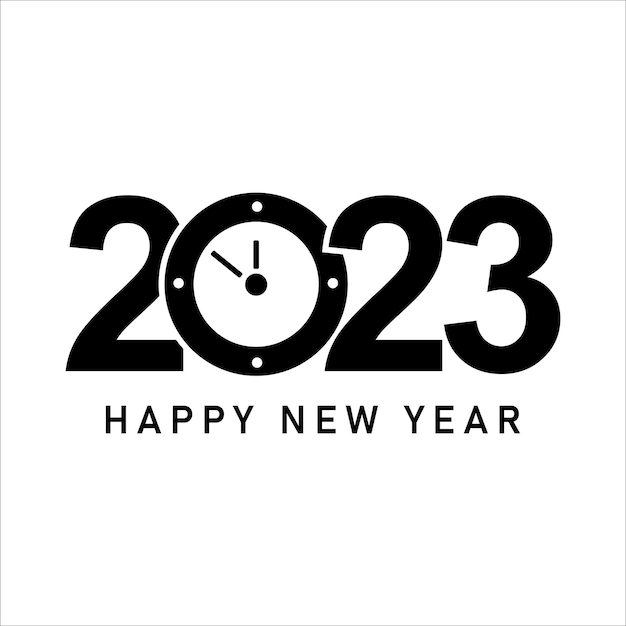 Happy new year 2023 text typography design and Christmas elegant decoration 2023