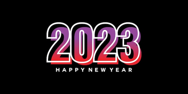 Happy new year 2023 text typography design vector template