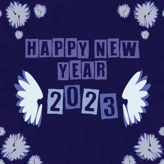 happy new year 2023 text typography template design