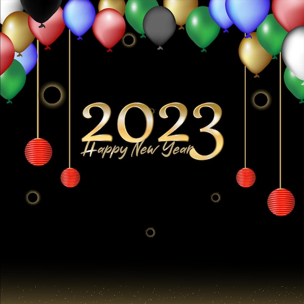 Happy new year 2023 vector design with balloons