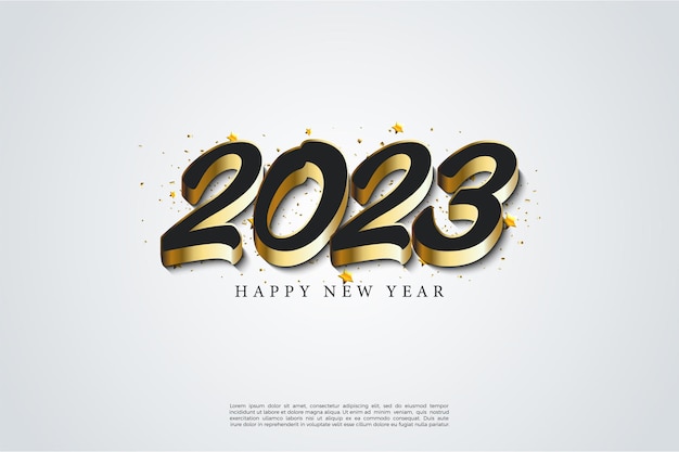 happy new year 2023 with 3d classic numbers.