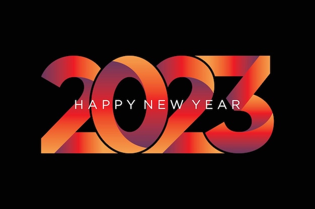 Happy new year 2023 with colorful on black background