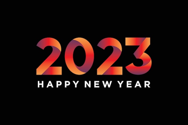 Happy new year 2023 with colorful on black background