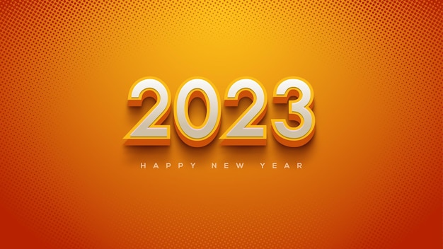 Happy new year 2023 with elegant and soft 3d numbers