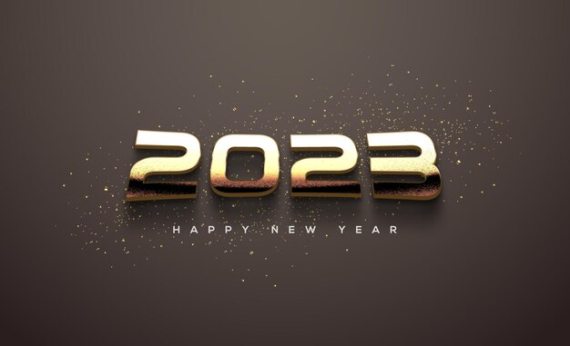 Happy new year 2023 with fancy thin numbers