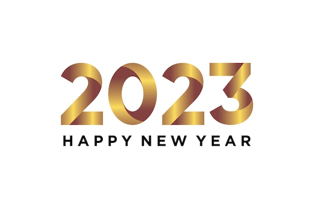 Happy new year 2023 with gold on white background