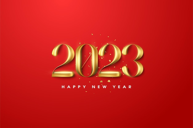 happy new year 2023 with golden balloon numbers.