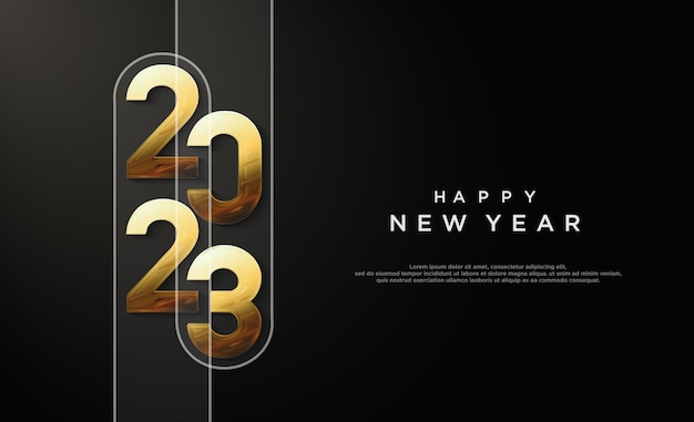 happy new year 2023 with golden number