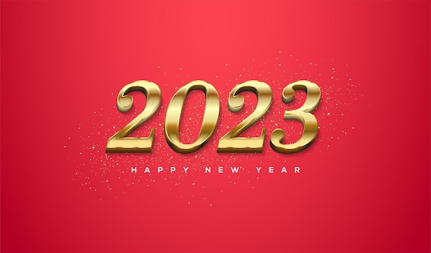 Happy new year 2023 with luxury gold 3d numbers