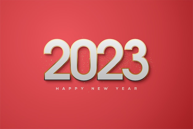 Happy new year 2023 with prominent 3d numbers