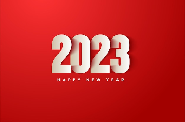 happy new year 2023 with stacked flat numbers.