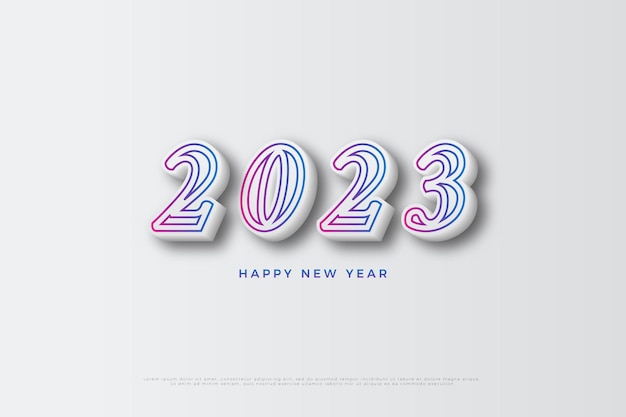 happy new year 2023 with striped textured numbers