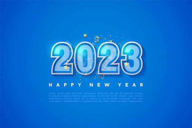 happy new year 2023 with transparent numbers