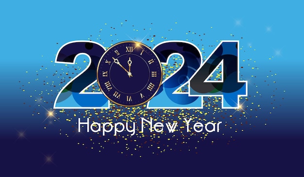 Happy New Year 2024 2024 New Year greeting card New Year Shining background