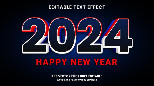 Vector happy new year 2024 3d editable text effect